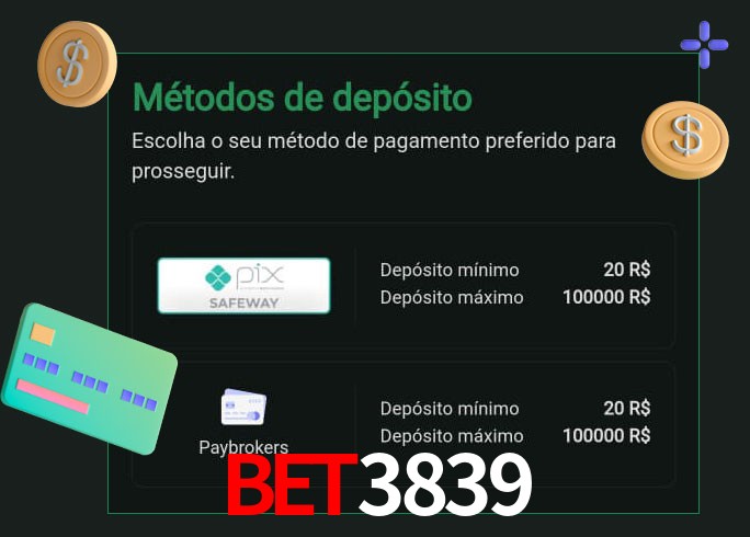 O cassino Bet3839 oferece uma grande variedade de métodos de pagamento